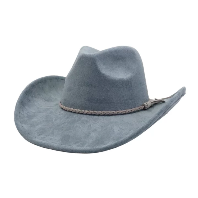 New Style Wide Brim vegan sude Cowboy Hats with fedora top