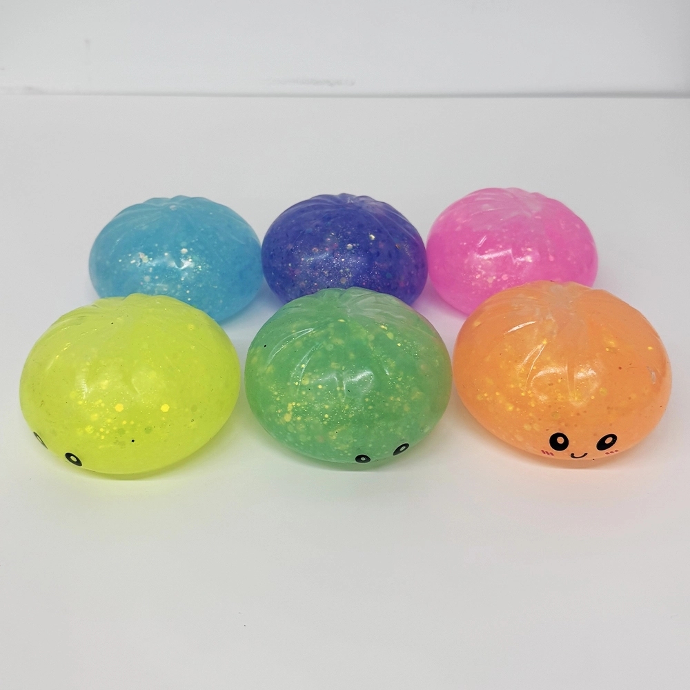 72 Pack China Warehouse 8.5cm Realistic Steamed Bun Multi-color Glitter Dumpling Stress Relief Squishy Toys with Steamer