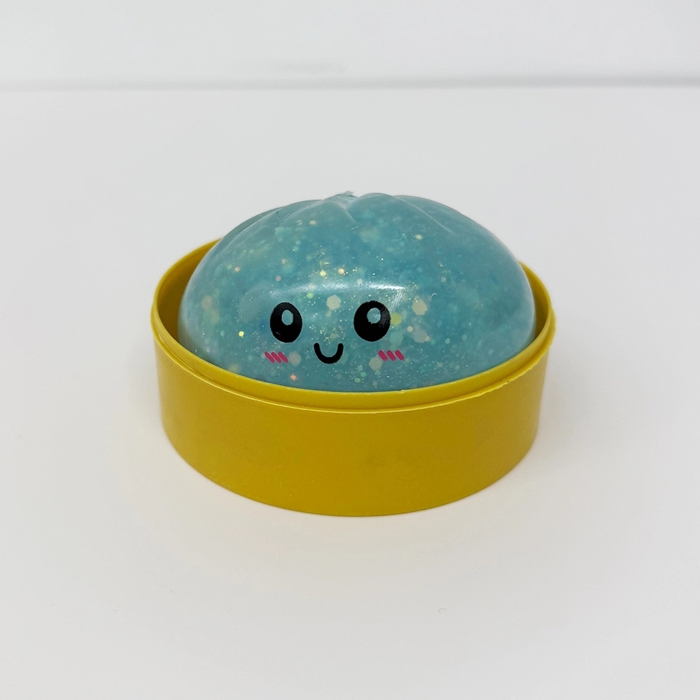 72 Pack China Warehouse 8.5cm Realistic Steamed Bun Multi-color Glitter Dumpling Stress Relief Squishy Toys with Steamer