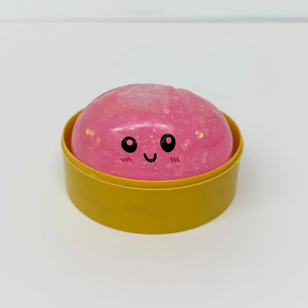 72 Pack China Warehouse 8.5cm Realistic Steamed Bun Multi-color Glitter Dumpling Stress Relief Squishy Toys with Steamer
