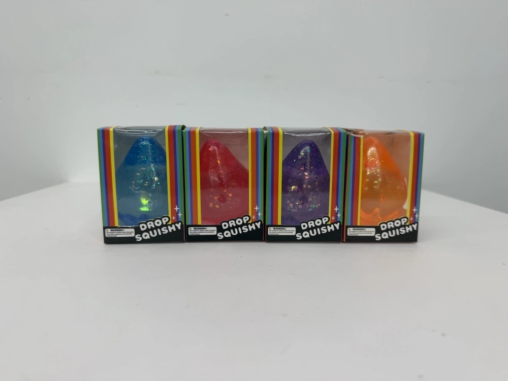 60 Pack China Warehouse Maltose Filled Cute Water Drop Squishy Stress Relief Fidget Toy for Kids