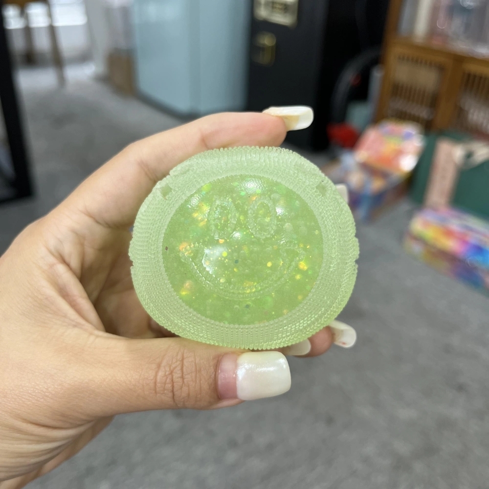 60 Pack China Warehouse Needoh Halloween Glowing in Dark Smiley Face Glitter Fuzzy Ball Squishy Stress Relief Fidget Toy for Kids