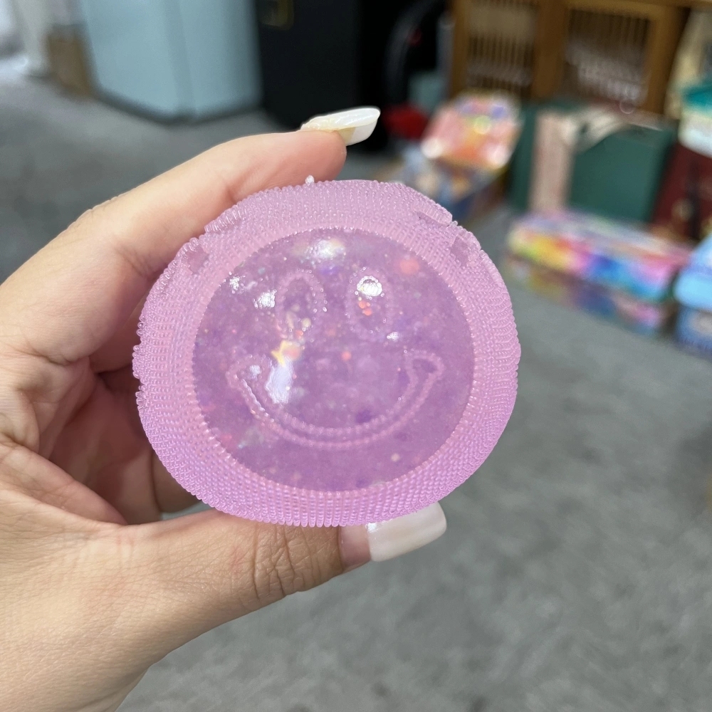 60 Pack China Warehouse Needoh Halloween Glowing in Dark Smiley Face Glitter Fuzzy Ball Squishy Stress Relief Fidget Toy for Kids