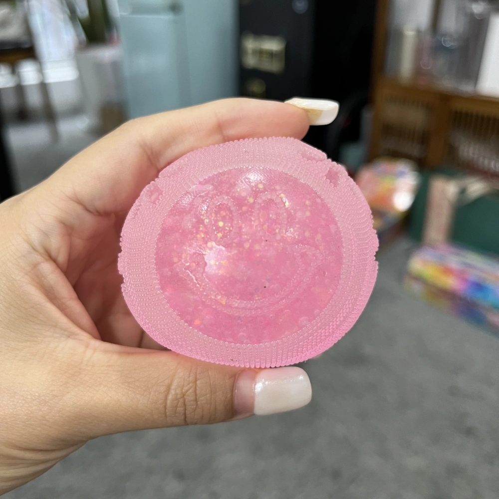 60 Pack China Warehouse Needoh Halloween Glowing in Dark Smiley Face Glitter Fuzzy Ball Squishy Stress Relief Fidget Toy for Kids