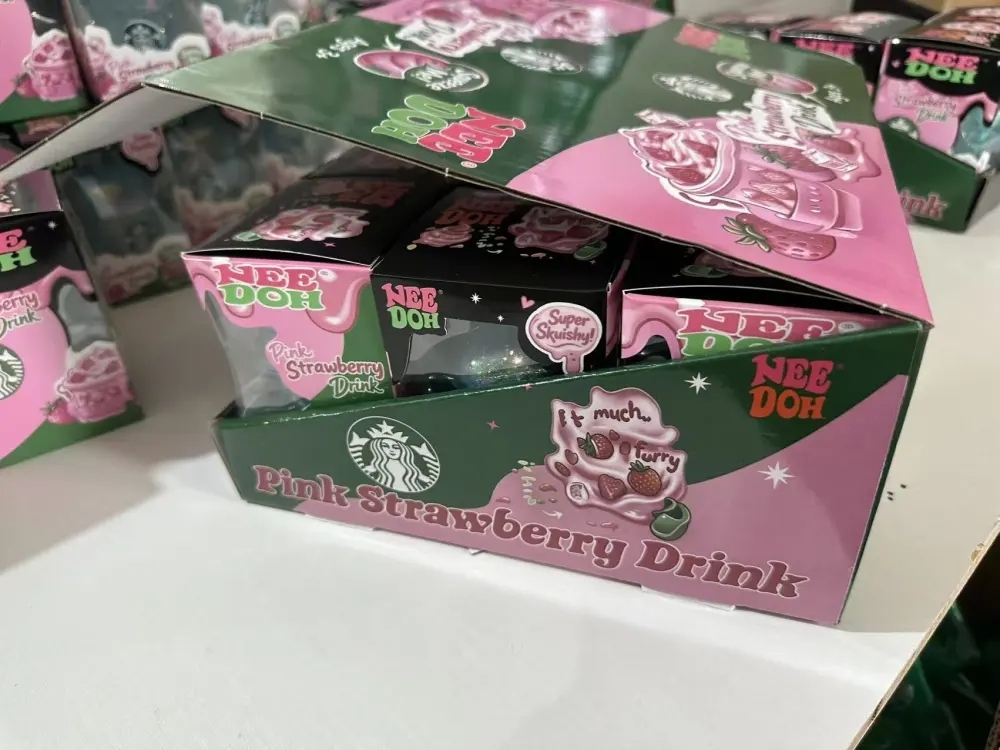 72 Pack China Warehouse Maltose Cute Glitter Needoh Drink Starbucks Squishy Stress Relief Fidget Toy with Gift Box for Kids