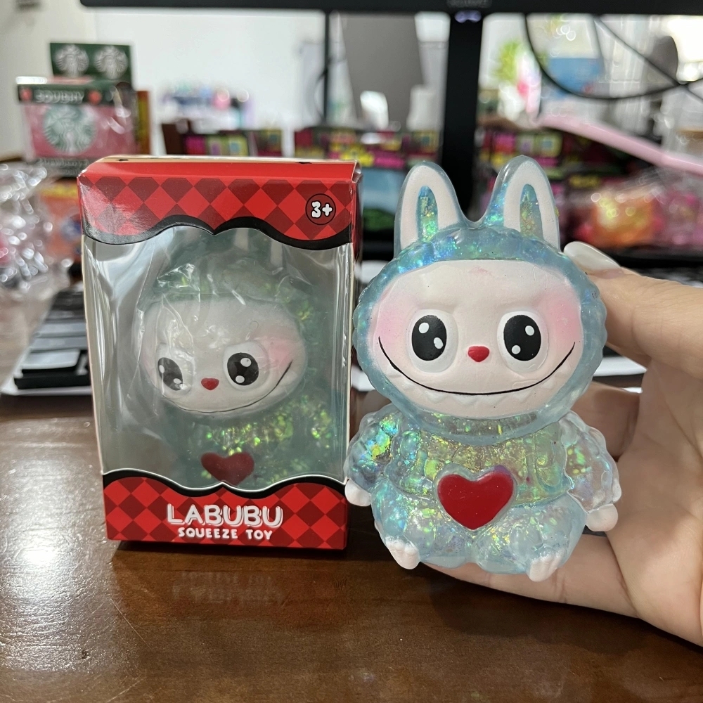 60 Pack China Warehouse Cute Glitter LABUBU Maltose Squishy Stress Relief Fidget Toy with Gift Box for Kids