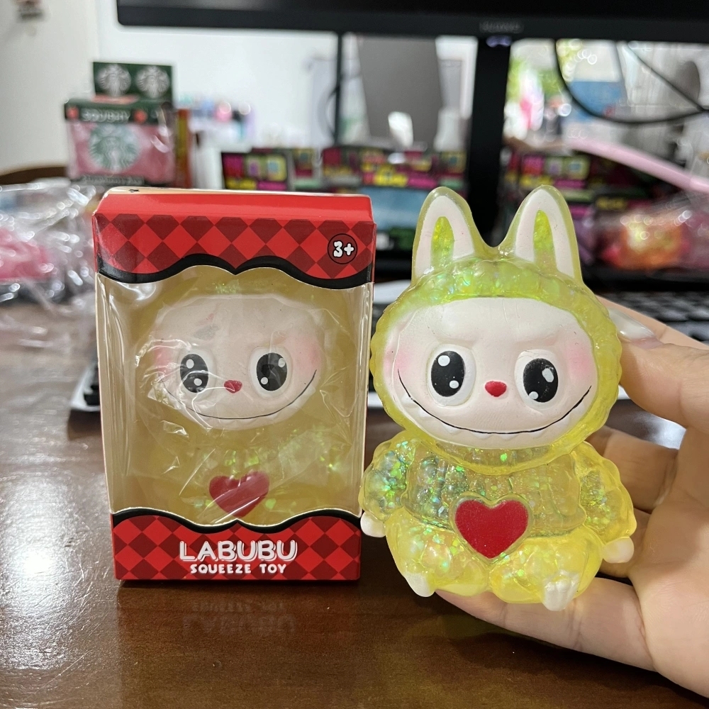 60 Pack China Warehouse Cute Glitter LABUBU Maltose Squishy Stress Relief Fidget Toy with Gift Box for Kids