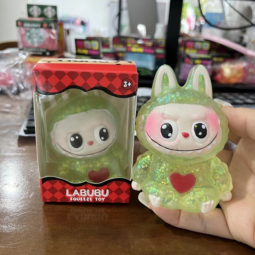 60 Pack China Warehouse Cute Glitter LABUBU Maltose Squishy Stress Relief Fidget Toy with Gift Box for Kids