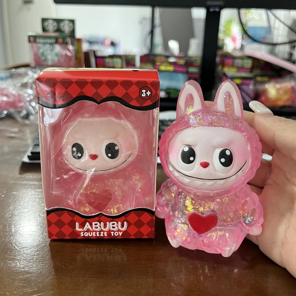 60 Pack China Warehouse Cute Glitter LABUBU Maltose Squishy Stress Relief Fidget Toy with Gift Box for Kids