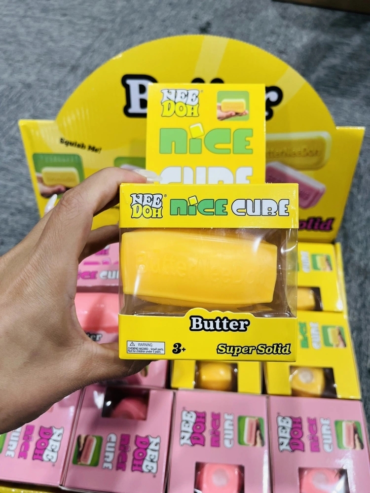 72 Pack China Warehouse Needoh Flour-filled TPR Yellow Strawberry 4oz Squishy Butter Stick Stress Relief Fidget Toy for Kids