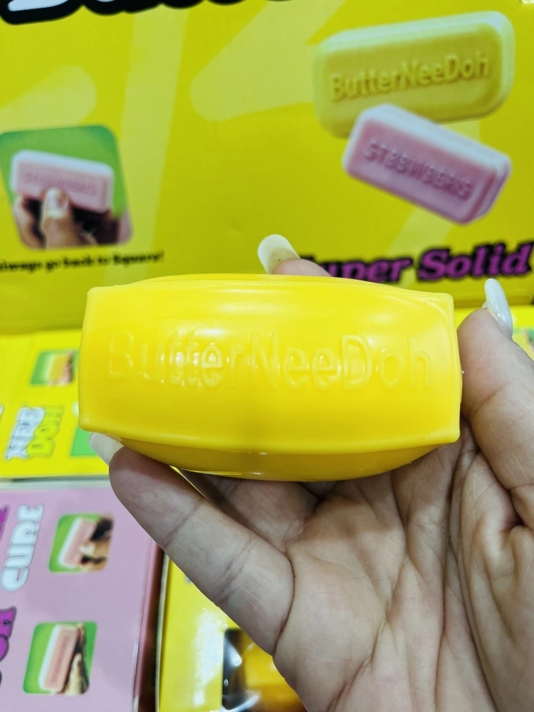 72 Pack China Warehouse Needoh Flour-filled TPR Yellow Strawberry 4oz Squishy Butter Stick Stress Relief Fidget Toy for Kids