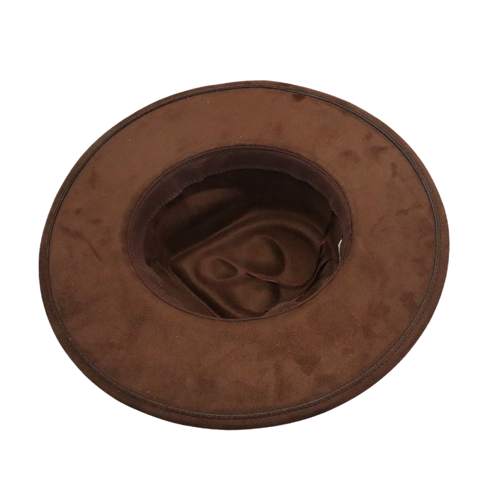 Wide brim vegan suede skull hats