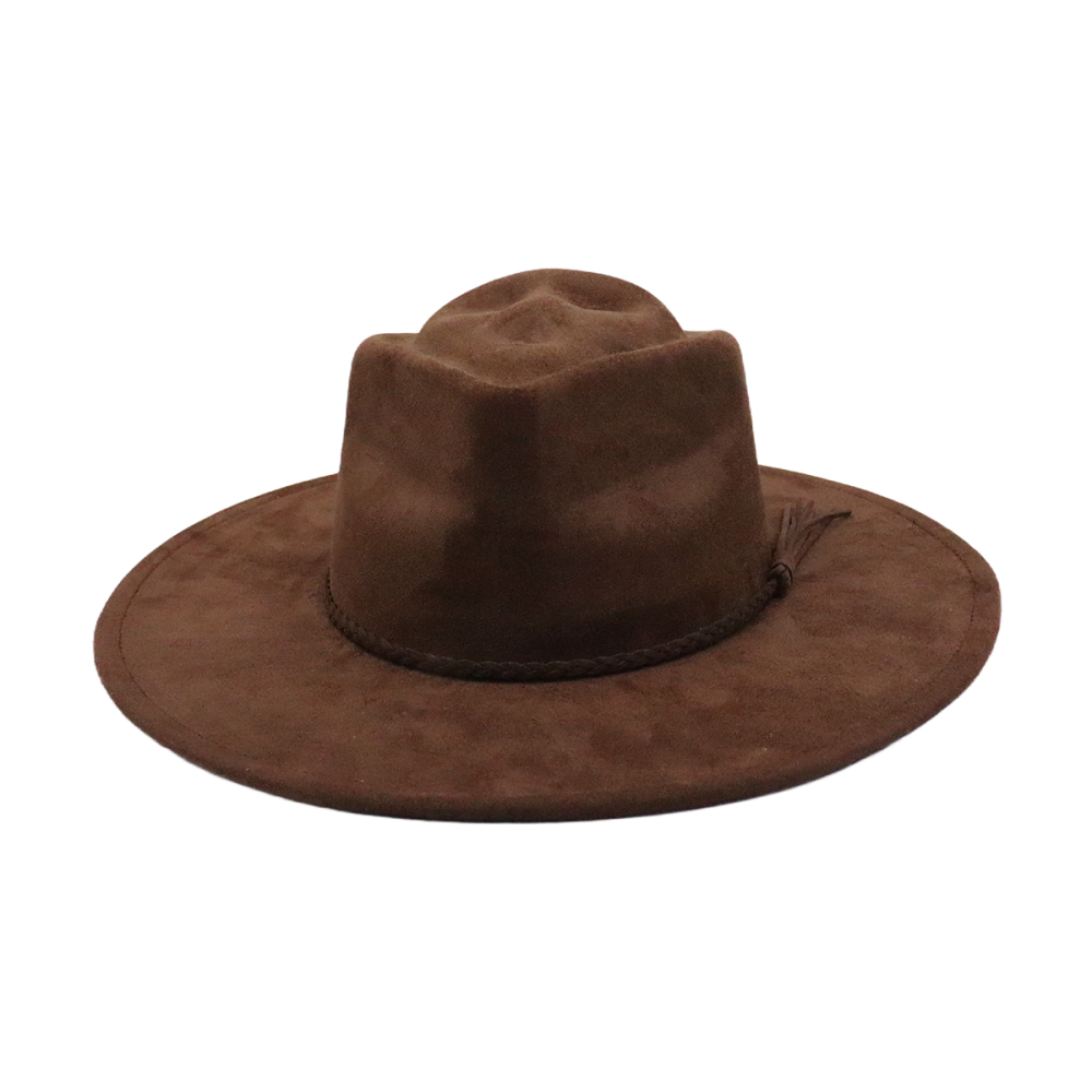 Wide brim vegan suede skull hats