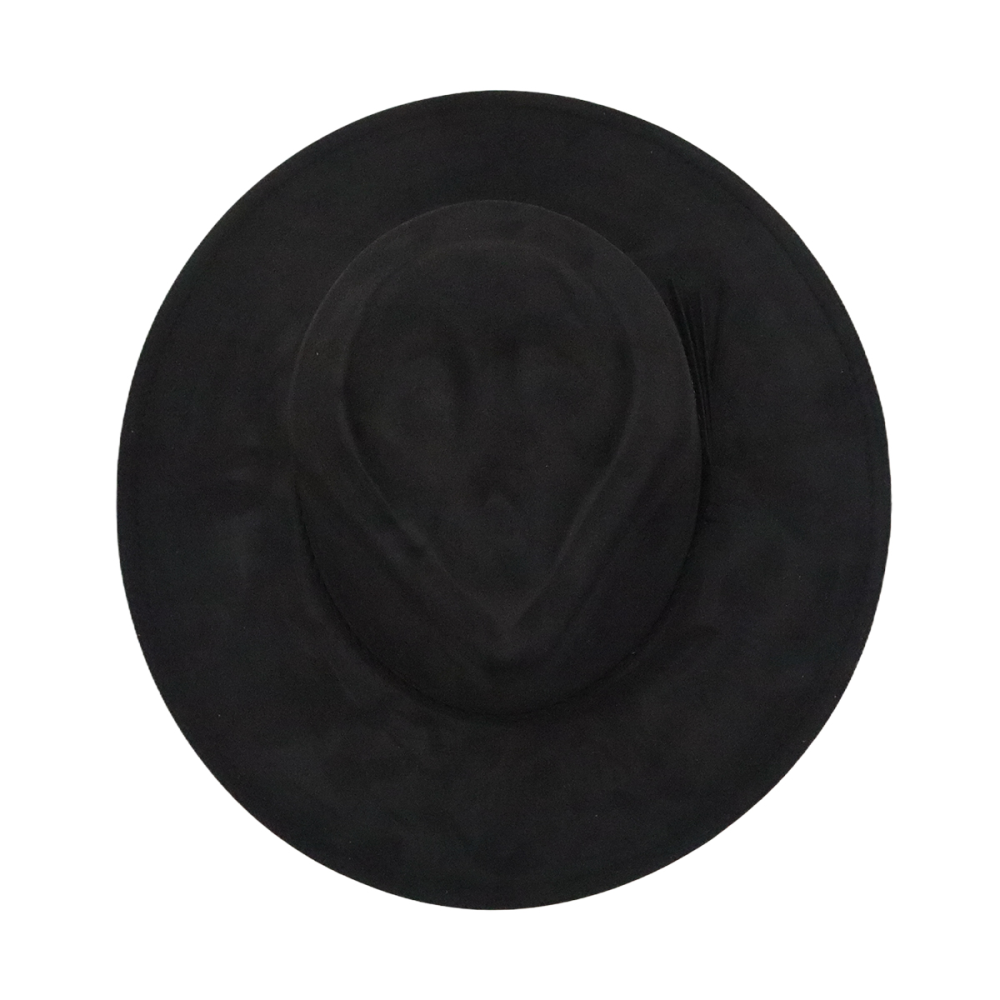Wide brim vegan suede skull hats