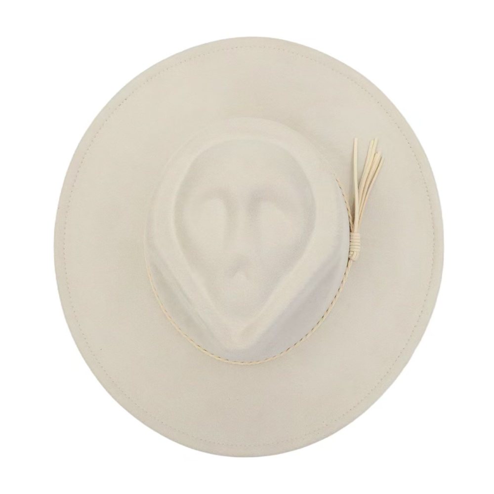 Wide brim vegan suede skull hats
