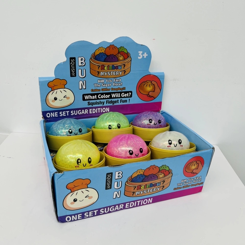 72 Pack China Warehouse 8.5cm Beads Glitter Dumpling Squishy Stress Relief Fidget Toys for Kids