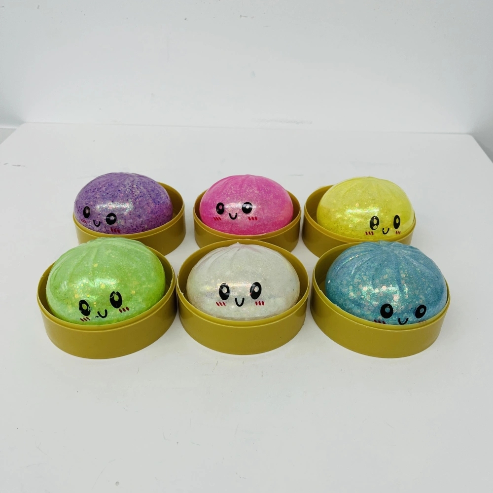 72 Pack China Warehouse 8.5cm Beads Glitter Dumpling Squishy Stress Relief Fidget Toys for Kids