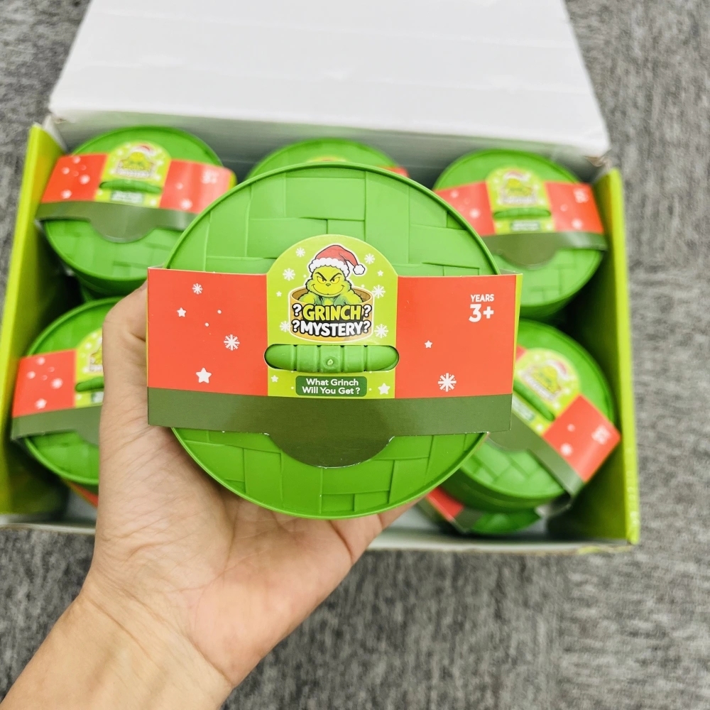 72 Pack China Warehouse Christmas Glow In Dark Crazy Grinch Bun Squishy Stress Relief Fidget Toy for Kids