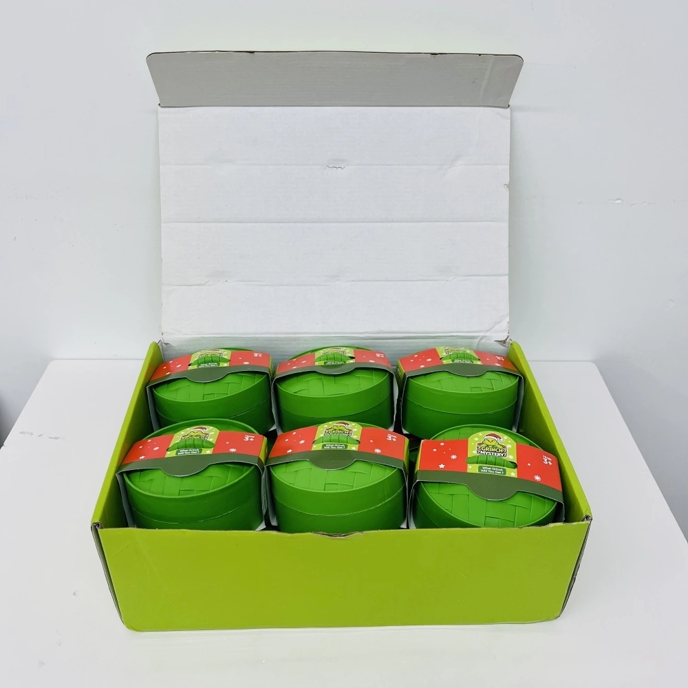 72 Pack China Warehouse Christmas Glow In Dark Crazy Grinch Bun Squishy Stress Relief Fidget Toy for Kids
