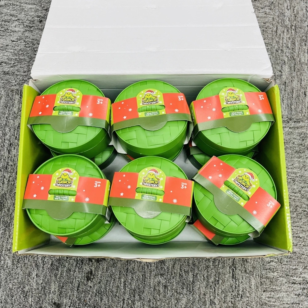72 Pack China Warehouse Christmas Glow In Dark Crazy Grinch Bun Squishy Stress Relief Fidget Toy for Kids