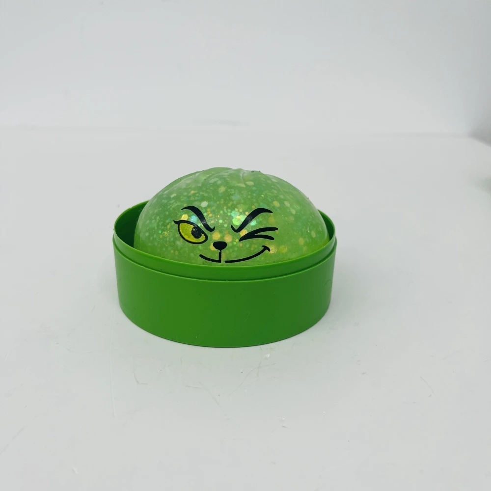 72 Pack China Warehouse Christmas Glow In Dark Crazy Grinch Bun Squishy Stress Relief Fidget Toy for Kids