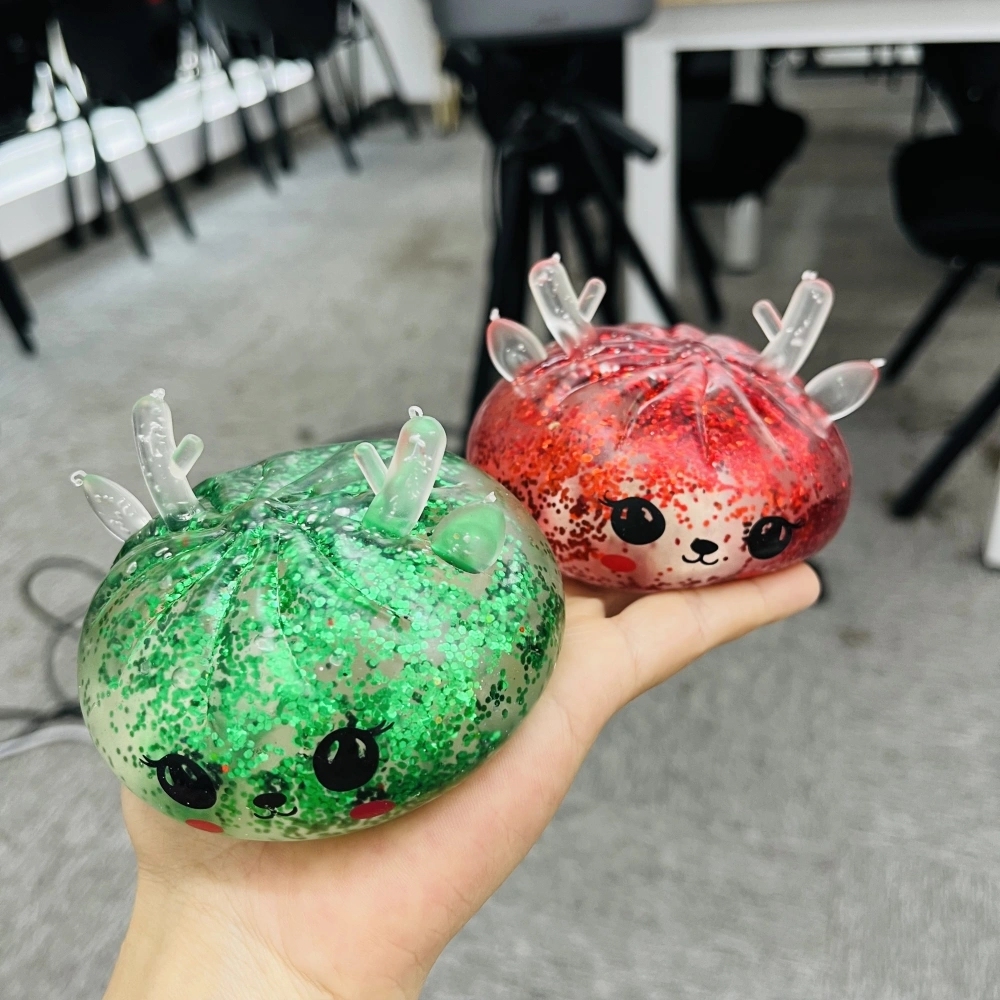 72 Pack China Warehouse Maltose Slow Rising Christmas Reindeer Maltose Bun Squishy Stress Relief Fidget Toys with Steamer for Kids