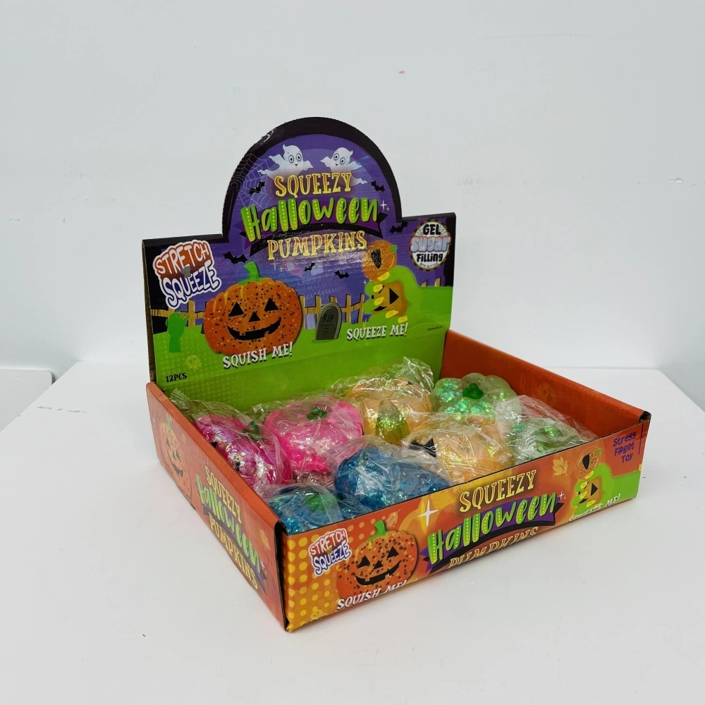 72 Pack China Warehouse Maltose Slow Rising Halloween Pumpkin Squeezee Toy Squishy Stress Relief Fidget Toys for Kids