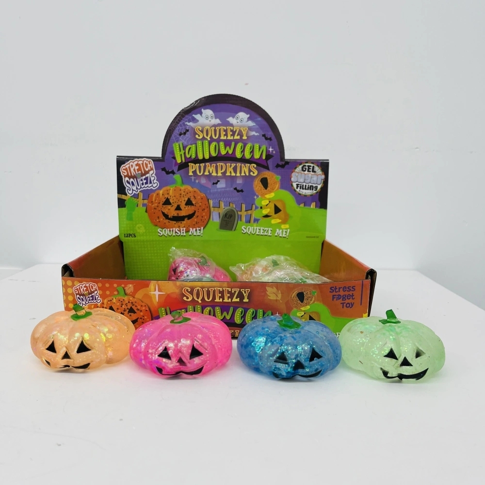 72 Pack China Warehouse Maltose Slow Rising Halloween Pumpkin Squeezee Toy Squishy Stress Relief Fidget Toys for Kids