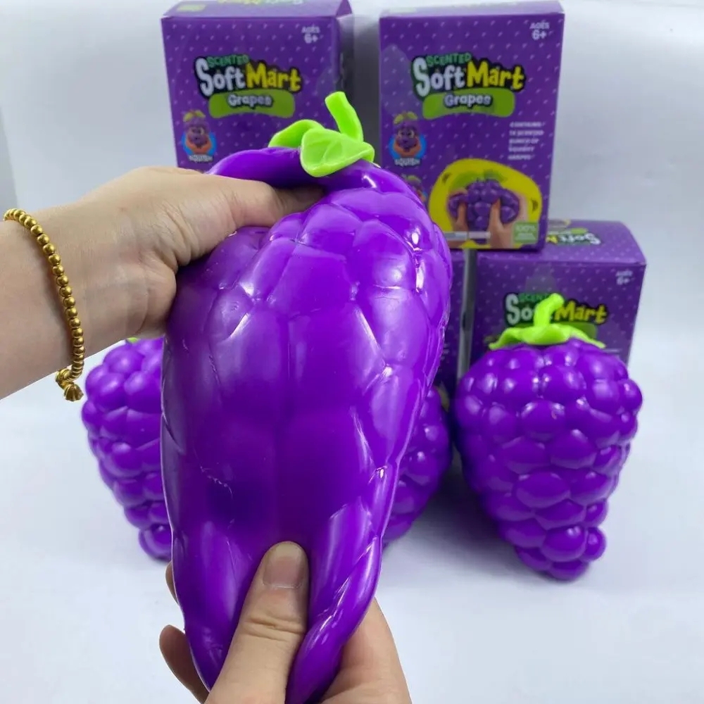 24 Pack China Warehouse Soft Purple Giant Jumbo Grape Squishy ASMR Fruit Stress Relief Fidget Toys for Kids