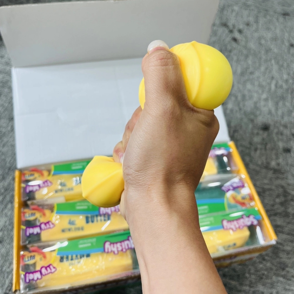 72 Pack China Warehouse Small Size 11*3.5cm Flour-filled TPR Butter Squishy Stress Relief Fidget Toy with PVC Gift Box and Dozen BOX for Kids