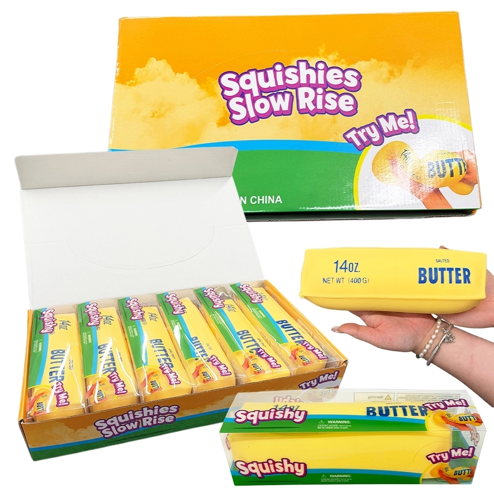 36 Pack China Warehouse Flour-filled TPR Large Yellow 14 oz Jumbo Giant Squishy Butter Stick Stress Relief Fidget Toy for Kids