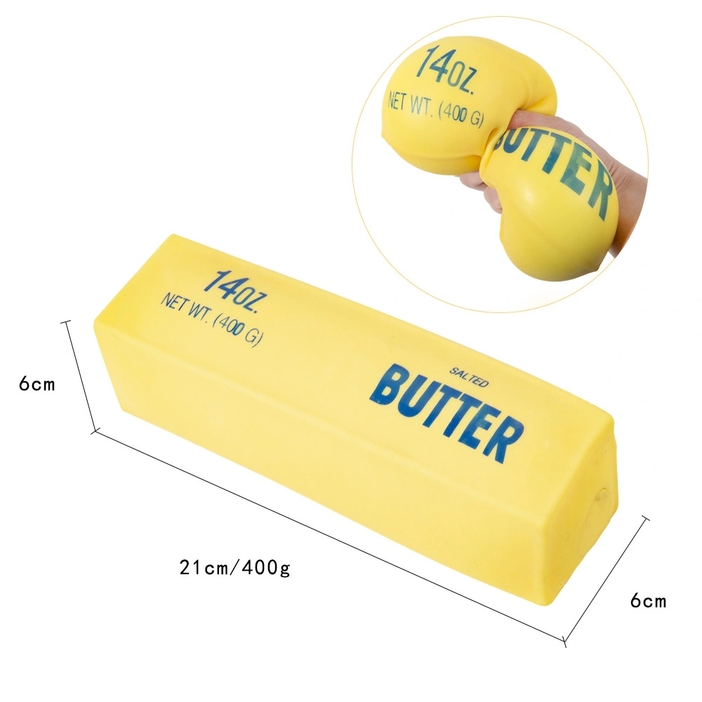 36 Pack China Warehouse Flour-filled TPR Large Yellow 14 oz Jumbo Giant Squishy Butter Stick Stress Relief Fidget Toy for Kids