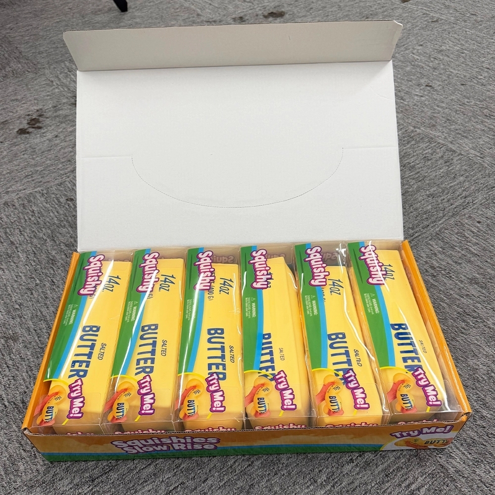 36 Pack China Warehouse Flour-filled TPR Large Yellow 14 oz Jumbo Giant Squishy Butter Stick Stress Relief Fidget Toy for Kids