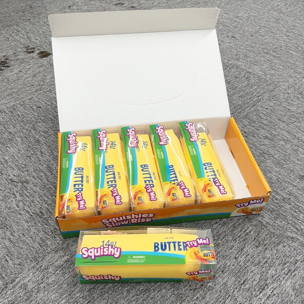 36 Pack China Warehouse Flour-filled TPR Large Yellow 14 oz Jumbo Giant Squishy Butter Stick Stress Relief Fidget Toy for Kids