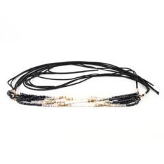 #65 metal beads with brown cord