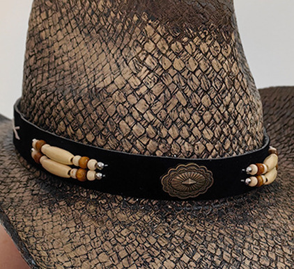 Creative and personalized DIY denim hat with decorative rope strap, retro ethnic style, wide brim, hat band, hat accessories
