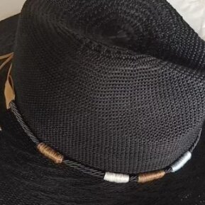 Creative and personalized DIY denim hat with decorative rope strap, retro ethnic style, wide brim, hat band, hat accessories