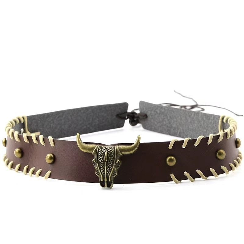 New cross-border denim hat decoration belt, European and American style fashion, punk retro, versatile denim hat with rope strap