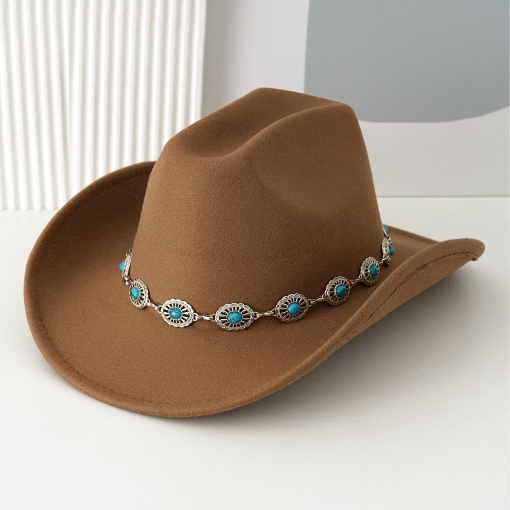 Creative and personalized DIY denim hat with decorative rope strap, retro ethnic style, wide brim, hat band, hat accessories