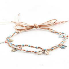 #47 Black Rope with Blue Beads
