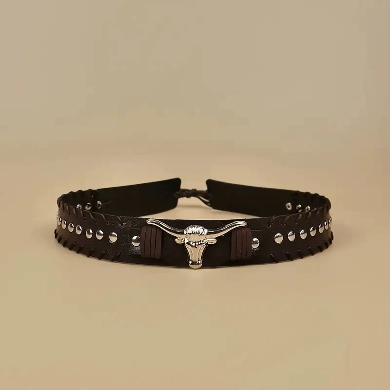 New cross-border denim hat decoration belt, European and American style fashion, punk retro, versatile denim hat with rope strap