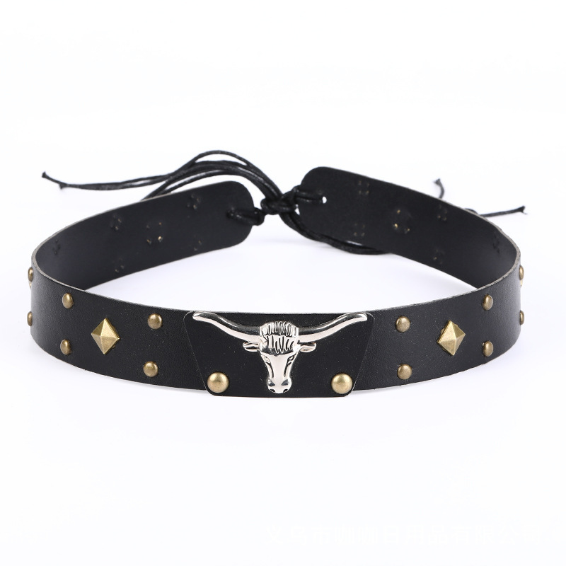 New cross-border denim hat decoration belt, European and American style fashion, punk retro, versatile denim hat with rope strap