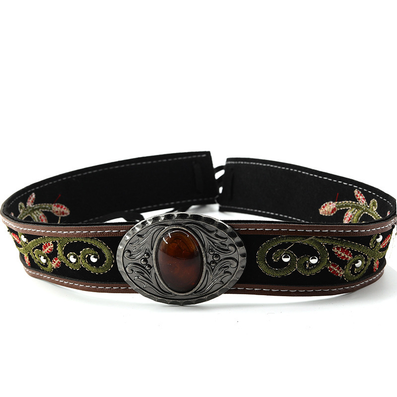 New cross-border denim hat decoration belt, European and American style fashion, punk retro, versatile denim hat with rope strap