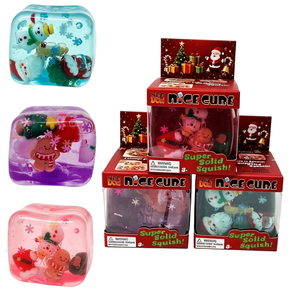 60 Pack China Warehouse Needoh Style Nice Cube Sugar Squishy Stress Relief Fidget Toys with Christmas Decorations for Kids