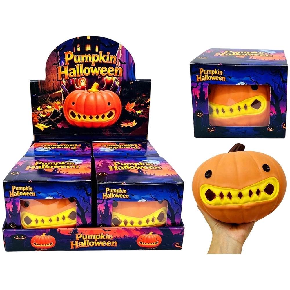 16 Pack China Warehouse Halloween Soft Jumbo Evil Giant Pumpkin Squishy ASMR Fruit Stress Relief Fidget Toys for Kids