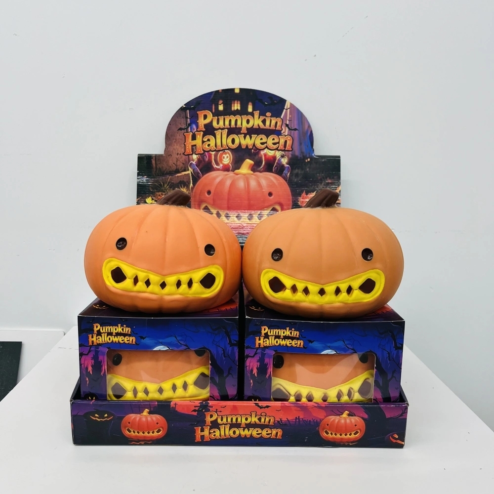 16 Pack China Warehouse Halloween Soft Jumbo Evil Giant Pumpkin Squishy ASMR Fruit Stress Relief Fidget Toys for Kids