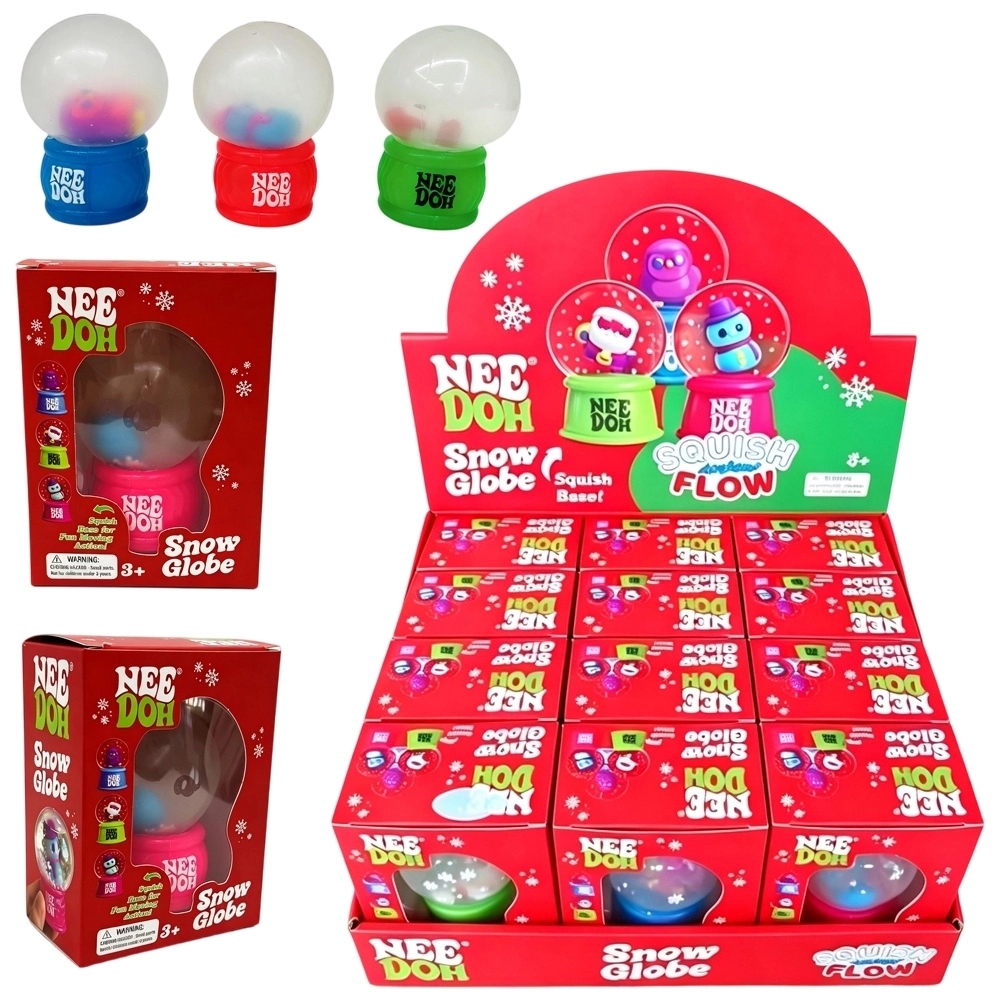 60 Pack China Warehouse Needoh Style Christmas Snow Globe Flow Squishy Stress Relief Fidget Toys with Flashing Light for Kids