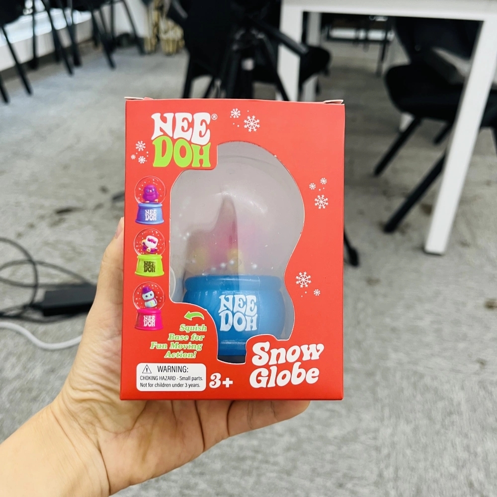 60 Pack China Warehouse Needoh Style Christmas Snow Globe Flow Squishy Stress Relief Fidget Toys with Flashing Light for Kids
