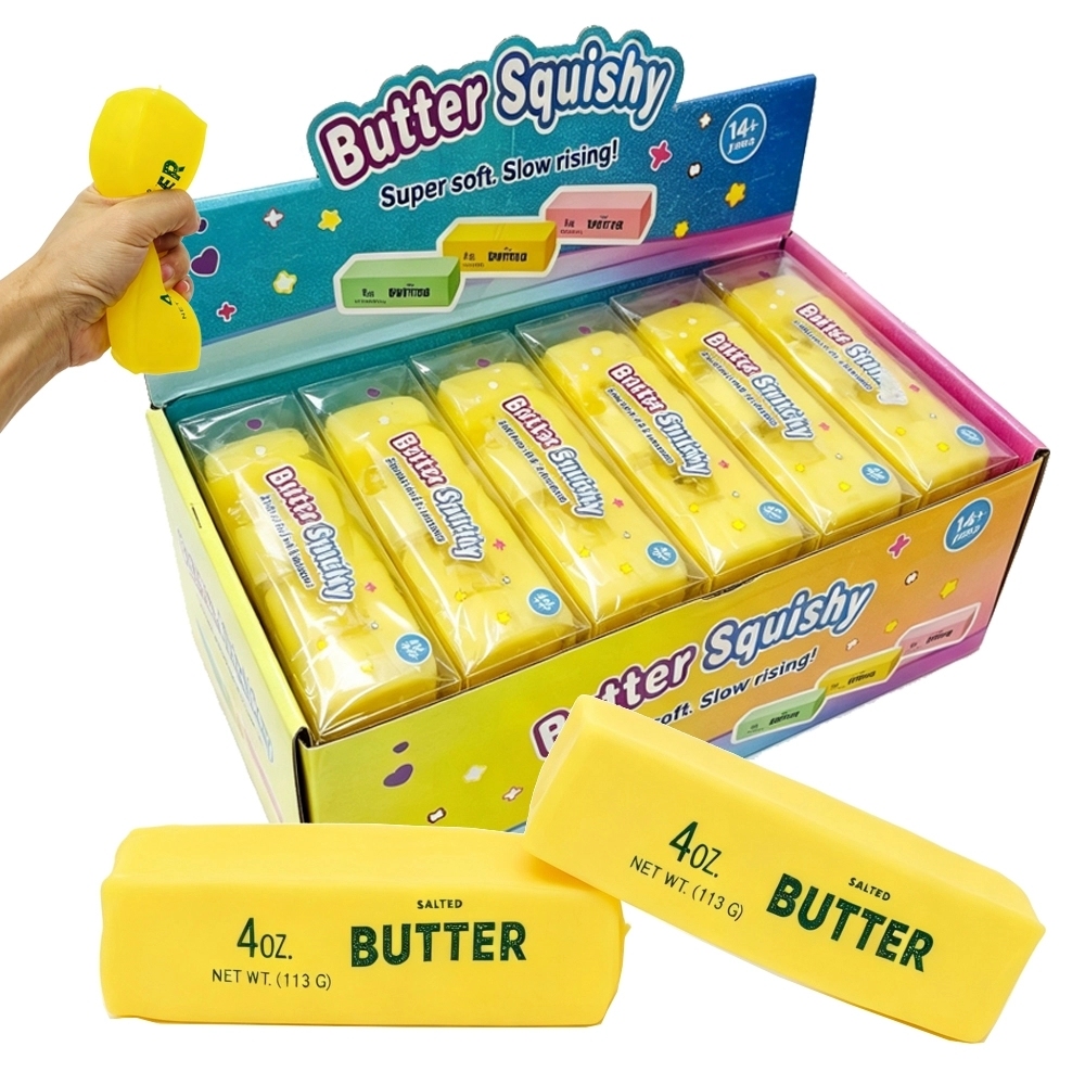 72 Pack China Warehouse 4oz Small Size Vaseline Filled Butter Squishy Super Slow Rising Food‑Shape Squeeze Stress Relief Fidget Toys for Kids