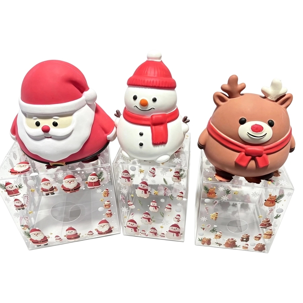 24 Pack China Warehouse TPR Soft Stretchable Christmas Jumbo Santa Chubby & Snowman Puff & Reindeer Mochi Squishy Stress Relief Fidget Toys for Kids